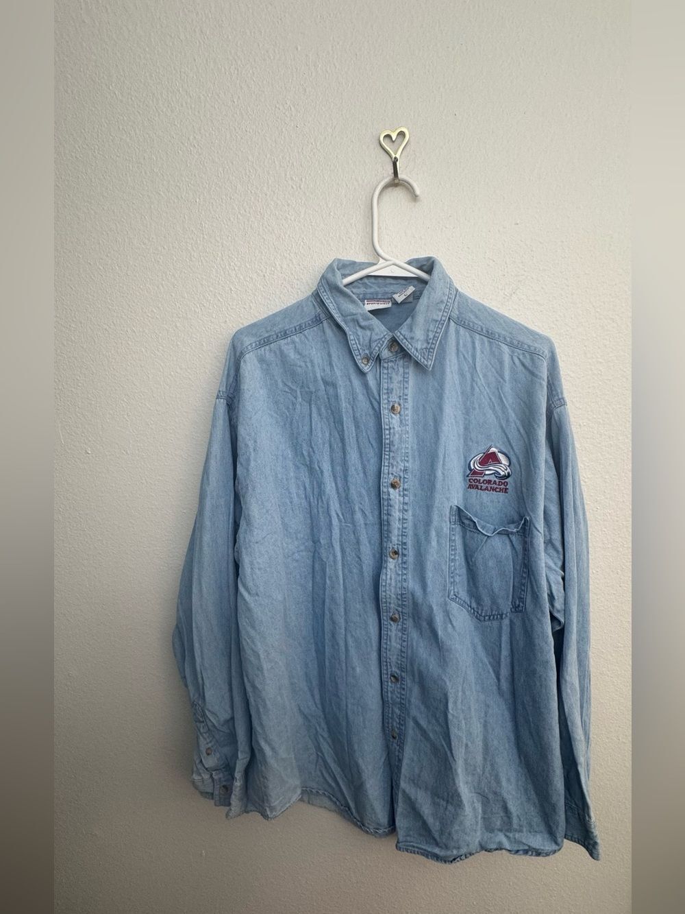 Vintage Colorado Avalanche Light Blue Denim Button-Up Shirt